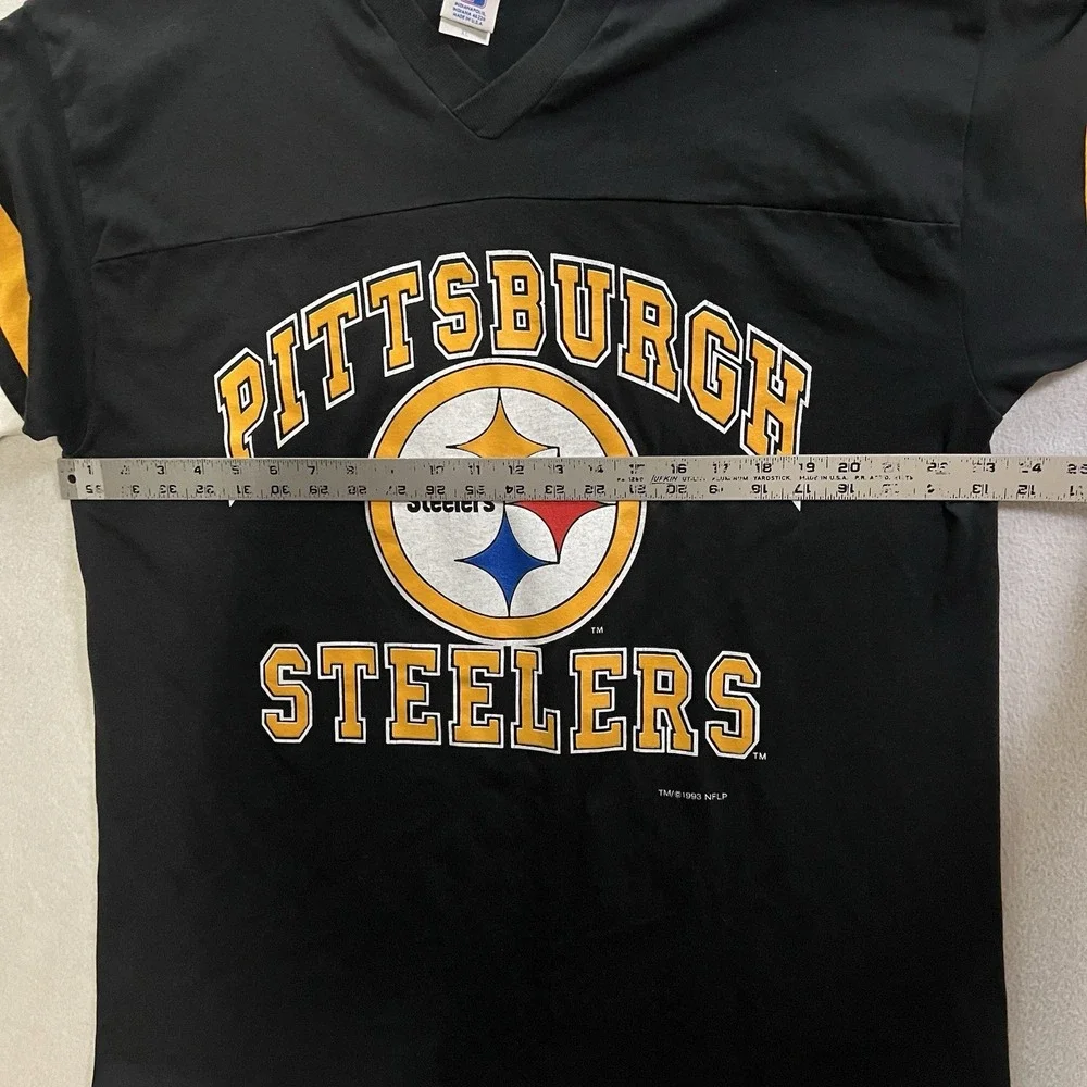 Vintage Pittsburgh Steelers Shirt Mens Size Large Black NFL Football Logo 7 1993